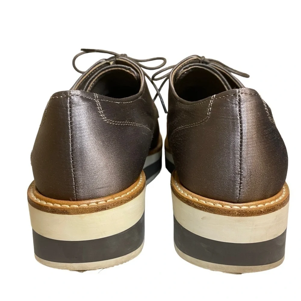 Vince. Gray Satin Creeper Platform Lace Up Oxford size 8M